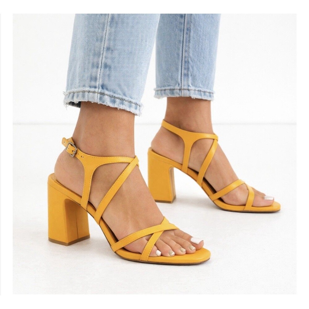 Intentionally Blank Leather Orange Strappy Sandals Size 39 (8.5)